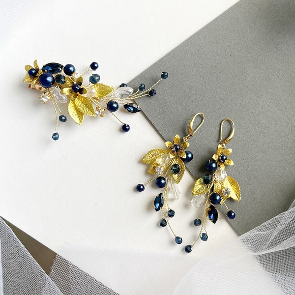 Navy Blue Hair Clip Etsy