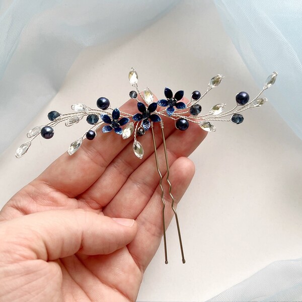 Crystal Wedding Pin Blue  Hair Comb Bridal Hair Comb Crystal Wedding Hair Comb Something blue Bridal Hair Accessories Wedding Hair Comb