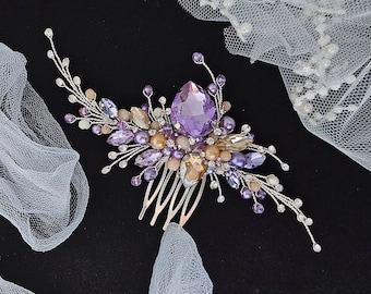 Lilac hair comb Lavender hair piece Lilac jewelry Wedding hair piece Amethyst jewelry Bridal hair vine Purple hair accessories Lilac hair