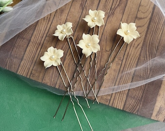 Lot de 5 épingles à cheveux de mariée fleurs. Épingles à cheveux de mariage. Accessoires pour cheveux de mariage. Pièce de cheveux de mariée. Épingles à cheveux pour mariage. Épingles à cheveux de mariée