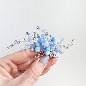 Blue opal Hair Pins Something blue Bridal Hair pins Wedding Hair Accessories Aquamarine hair comb Bridesmaids Gift Silver Hair Pins