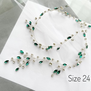 Emerald Crystal Bridal Hair Vine: Green Wedding Headpiece