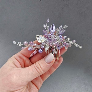 Lilac hair comb, Purple Bridal hairpiece, Violet Wedding hairpieces, Lilac Hair clip, Lavender headpiece Amethyst hair comb, Prom hair comb