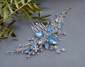 Something Blue Hair Comb for Bride, Pale Blue Crystal wedding Hair Piece, Opal wedding Hair Comb, Bridal Hair Piece, Bridal Hair Accessories