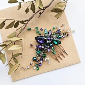 Purple emerald Wedding hair piece Bridal hair piece Bridal hair comb Wedding hair comb Amethyst green Bridal Hair Accessories