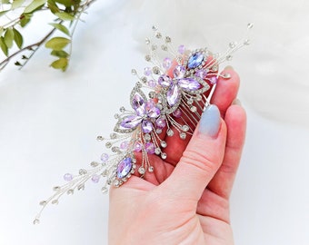 Lilac butterfly hair comb, Purple Bridal hairpiece, Violet Wedding hairpieces, Lilac Hair clip, Lavender headpiece Amethyst hair comb