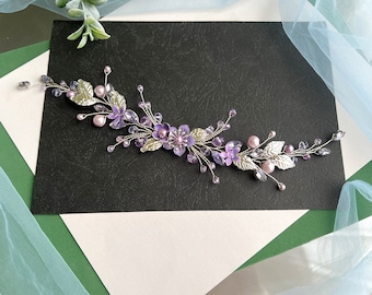 Lilac hair vine Floral hair vine Boho Wedding hair accessories Floral Bridal hair vine Wedding hair vine Violet hair vine Purple hair piece