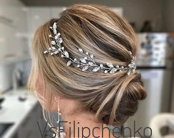 Crystal Hair Vine For Bride Crystal Hairpiece for Bride Crystal Hair Vine Wedding Gold Hair Vine Silver Headpiece Wedding Hair Piece Bridal