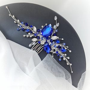 Royal blue bridal hair comb - Sapphire crystal wedding hairpiece - Royal blue hairpiece - Royal blue hair accessories- Dark blue hair clip