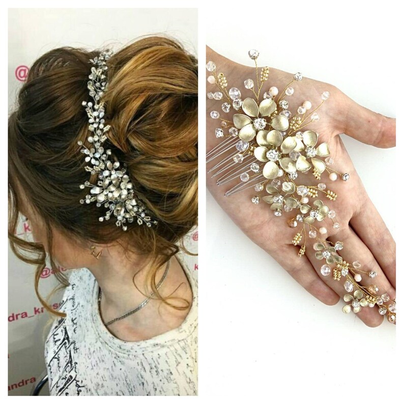 Gold Wedding Hair Comb Gold Wedding Hair Accessories Bridal Etsy