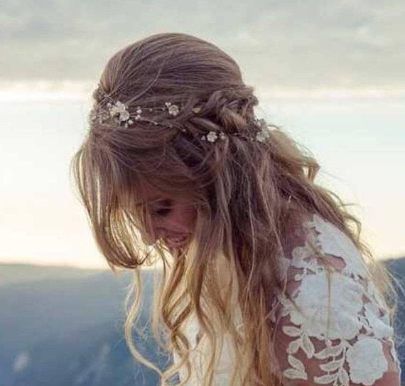Rose Gold Flower Bridal Hair Piece 17 Color Wedding Hair Etsy