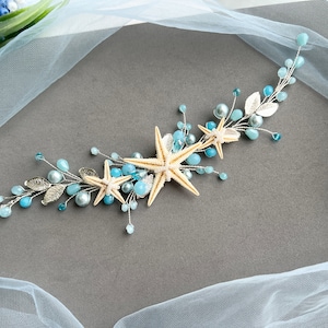Strand Kopfschmuck Strand Hochzeit Haarschmuck Muschel Krone Hochzeit Strand Stirnband Braut Haarschmuck für Strandhochzeit Seestern Haarteil