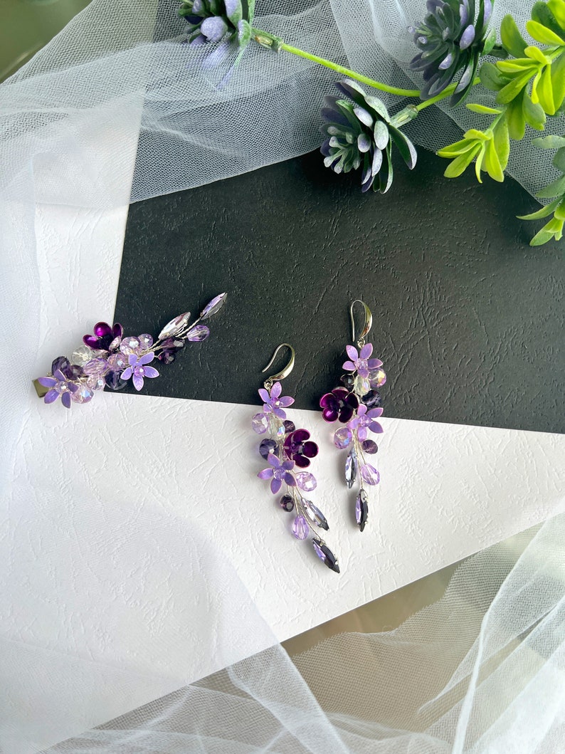 Amethyst jewelry, purple crystal jewelry and other purple jewelry - lilac crystal dangle earrings
