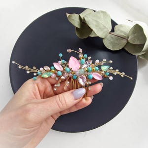 Vintage Wedding Green Crystal Hair Comb - Etsy display picture 2