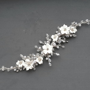 Handmade Floral Bridal Hair Vine: Pearl Wedding Hair Piece