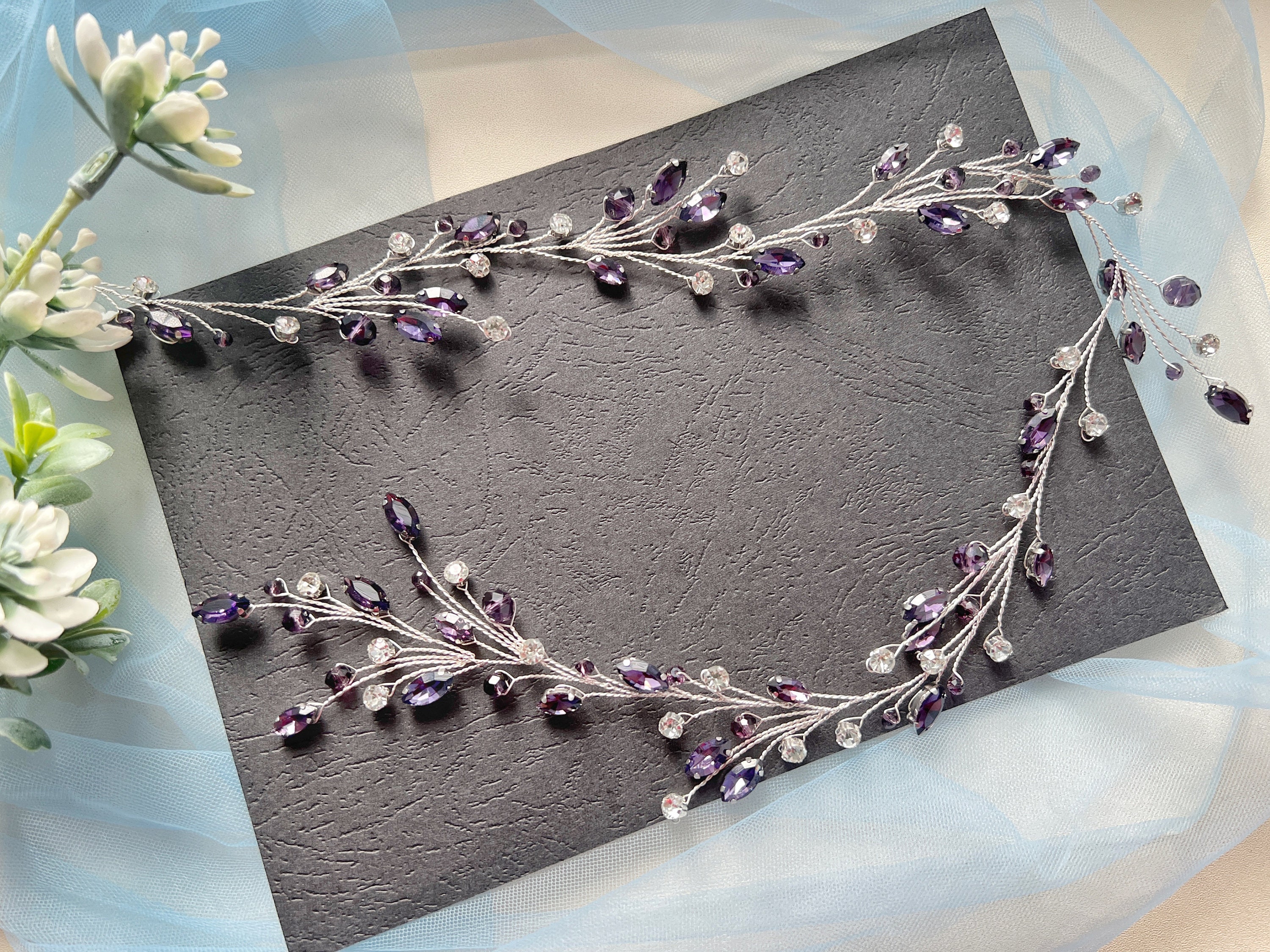 Embellished Purple Headband with Gem Accents All In Purple Embellished Headband – Shop the Mint main image 3