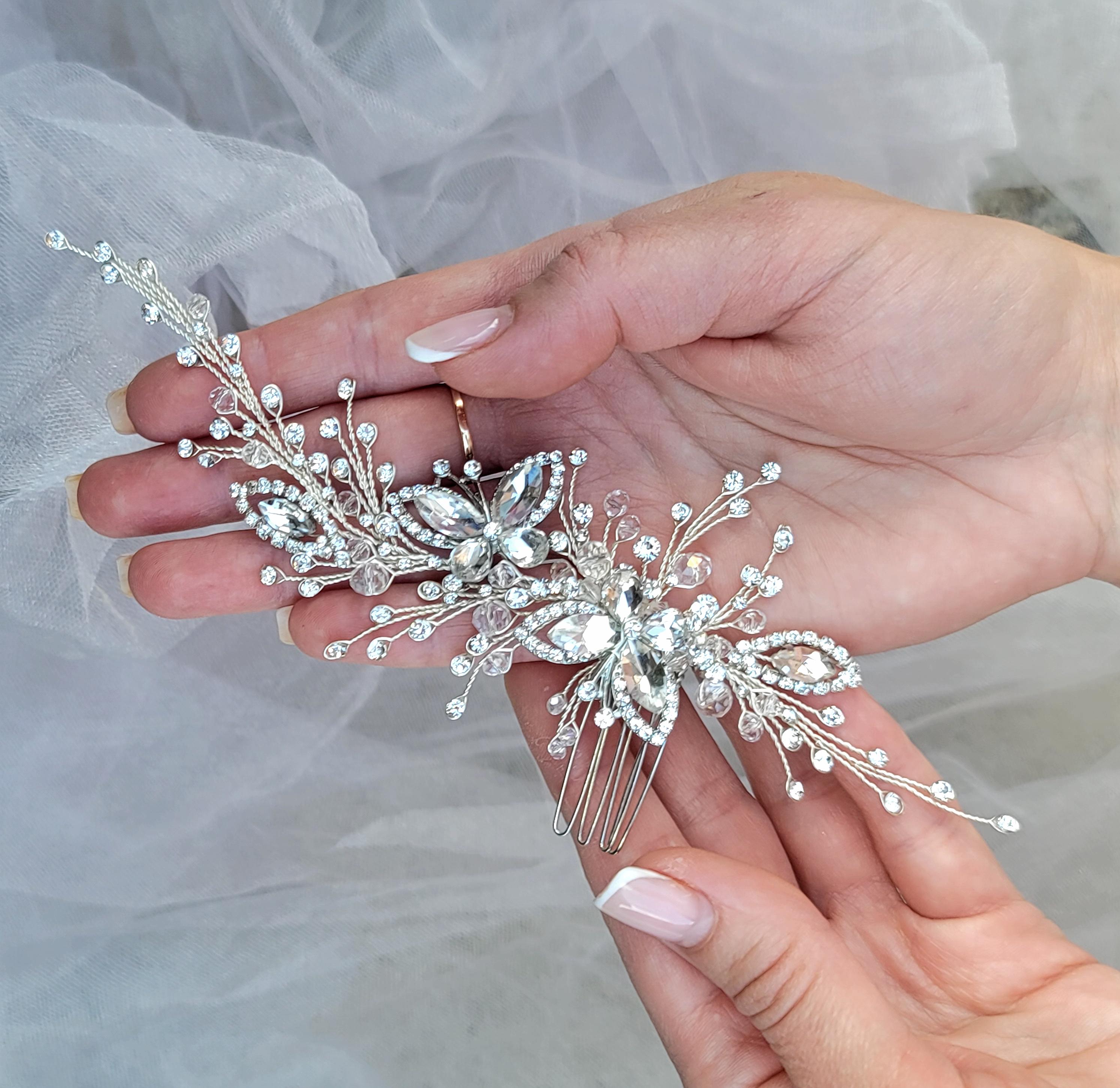 Unused diamond bridal hair piece, comb clip in Diamond Hair Comb - Etsy main image 2
