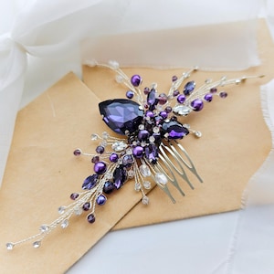 Purple hair comb Lilac hair comb, Purple Bridal hairpiece, Violet Wedding hairpieces, Lilac Hair clip, Lavender headpiece Amethyst hair comb