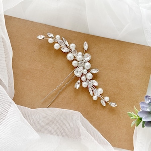 Handmade Pearl Bridal Hair Pins: Crystal Wedding Hairpiece