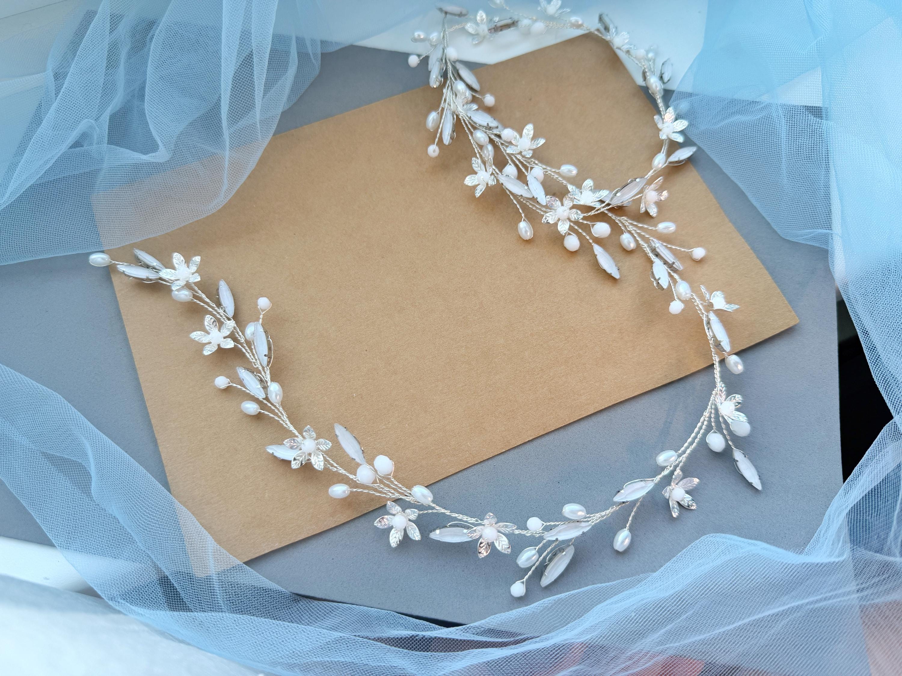 Pettine Per Capelli Con Cristalli Chiaro Austriaco Foglia E Fiore - Ever Faith, Accessorio Sposa Cerimonia