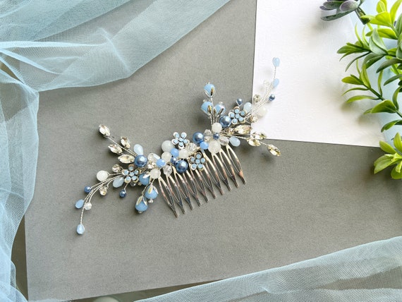 Blue Opal Wedding Hair Piece Bridal Hair Piece Bridal Hair  display picture 2