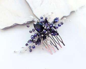 Elegant Blue and purple Hair Combs Amazon.com : Aimimier Bridal Royal Blue Crystal Hair Comb  main image 4