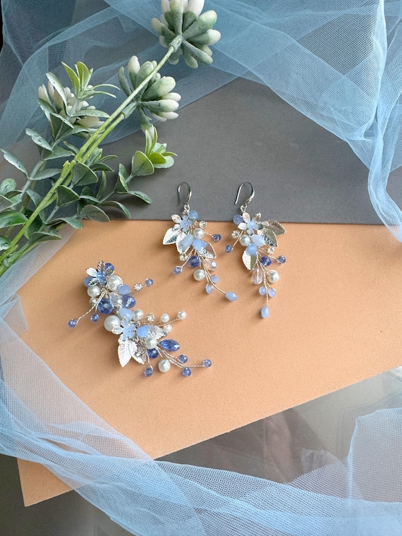 NEW Bridal Hairpiece flower Metal floral opal leaf bridesmaid bride hair set Amazon.com : Xerling Wedding Flower Hair Vines for Brides  main image 4