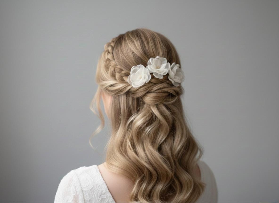 Fermaglio per capelli da sposa con perle floreali e cristalli, accessorio per capelli da damigella d'onore HC0004 - Italia