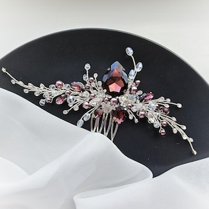 Pettine per capelli da sposa color bordeaux Fermaglio per capelli da sposa color bordeaux Pettine per capelli da sposa color marsala Accessori per capelli color granato Fermaglio per capelli color rubino Sposa color bordeaux