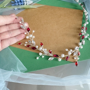 Red hair vine Wedding red hair piece Red hair accessories Bridal hair vine Red headband Red tiara Red hair jewelry Crystal red hair vine