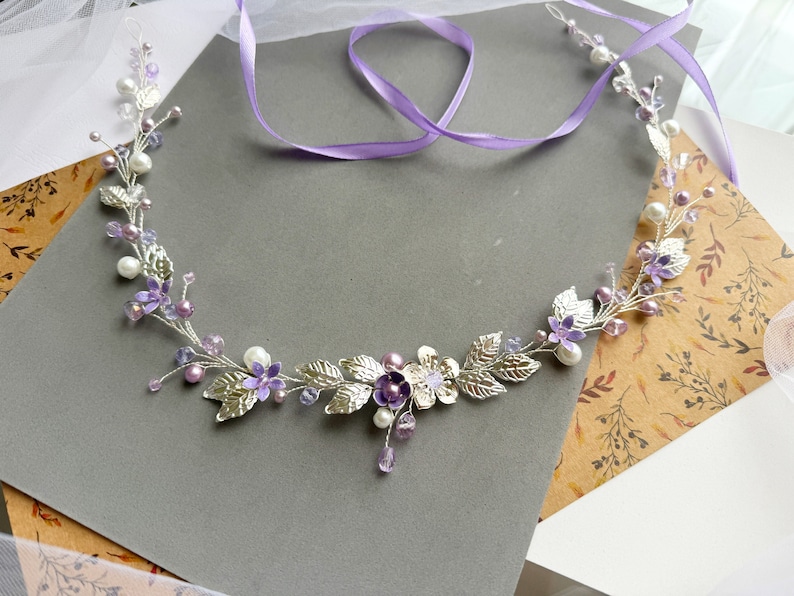 Purple special occasion belts and sashes - lavender bridal silver leaf sash belt