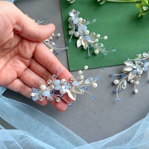 Blue Opal Wedding Hair Clip Bridal hair piece Bridal hair comb Bridal Hair Clip Something blue Wedding Hair Accessories Bridal headpiece