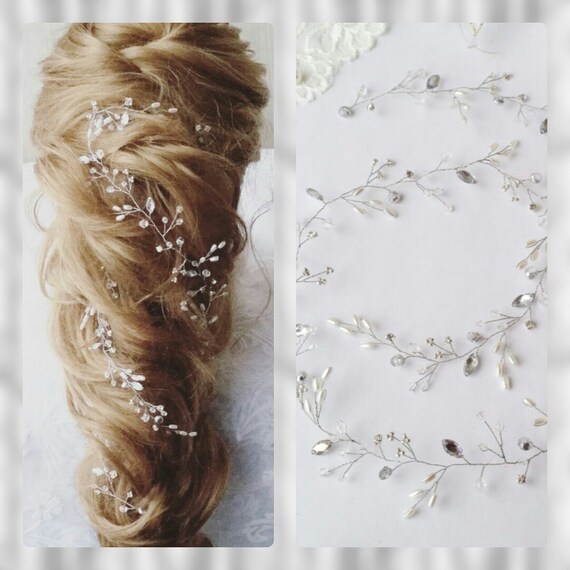 Extra Long hair vine Wedding hair piece Bridal hair vine - Etsy Extra Long hair vine, Wedding hair piece, Bridal hair vine, Rose gold hair vine, Bridal Hair accessories, Pearl hair vine, Crystal headpiece - 웹