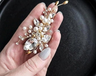 White pearls Hair Clip: Pearl Bridal Hair Piece
