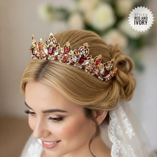 Red Gold Crown Gold Birthday Crown Gold Tiara for Women Gold  display picture 1