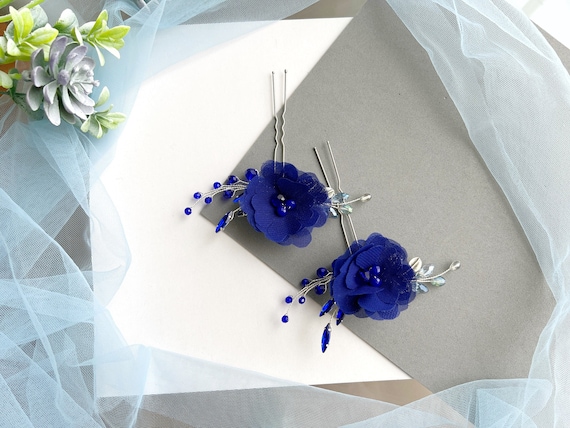 Tocado de flor Peineta azul real azul oscuro - Etsy México