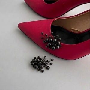 Black Pearl Bridal Shoe Clips: Vintage Wedding Accessories