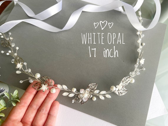 Boho Pearls & Crystal Leaves Floral Gold Flower Vine Bridal Belt