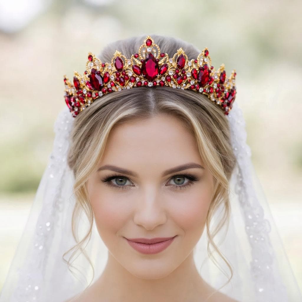 Argento fiore corona da sposa strass perla Tiara (15 X 7 Cm X 3 Cm