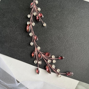 Burgundy hair vine Bridal hair vine Marsala hair vine Wedding hair pieces Simple hair vine Crystal halo Bridal hair vines Burgundy headpiece