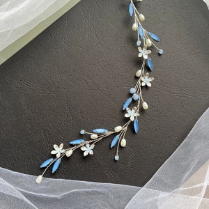 Cheveux liane bleus Morceau bleu poussiéreux Morceau aigue-marine Accessoires pour cheveux de mariage Morceau bleu sarcelle Liane bleu clair Morceau de mariée