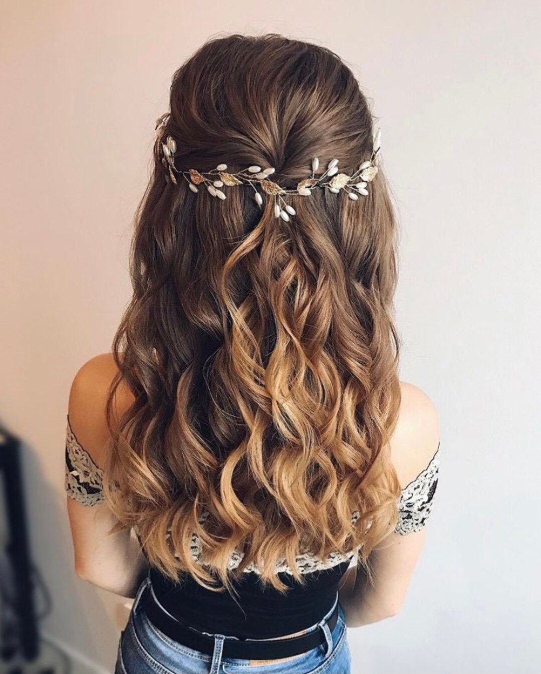 Gold Bridal Hair Piece Pearl/silver Wedding Hair Vine/bridal Rose Gold Headband Flower/wedding Hair Accessory/floral Leaves... 