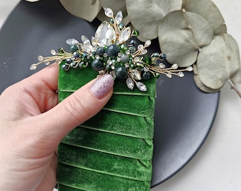 Zak corsages met mosagaat, groene natuurkristal bruiloftaccessoires, revers bruidegoms, corsages bruiloft, mosagaat bruidshaarkam