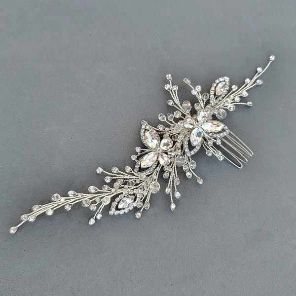 Butterfly Bridal Comb, Butterfly Crystal Wedding Comb, Floral Bridal Comb, Small Wedding Comb, Floral Bridal Hair Comb