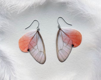 Light Pink Butterfly Wing Earrings, Glasswing Fairy Wings