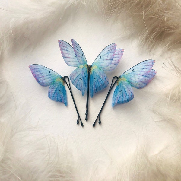 Lot de 3 épingles à cheveux papillons faits main en soie, épingles à cheveux papillon couleur orchidée, cadeau de Noël parfait pour les amateurs de papillons