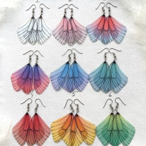 Orecchini con ali di fata multicolori, regalo perfetto per chi ama le farfalle, orecchini con falena, orecchini con ali di farfalla, orecchini con cicala
