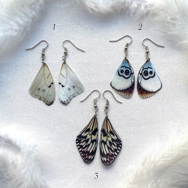 Black and White Butterfly Wings Earrings Boho Handmade, Perfect Gift For Anyone Who Love Butterflies, Cool Wing Earrings, Quirky Earrings