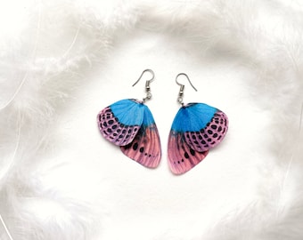 Handmade Silk Butterfly Wings Earrings, Boho Chic Style