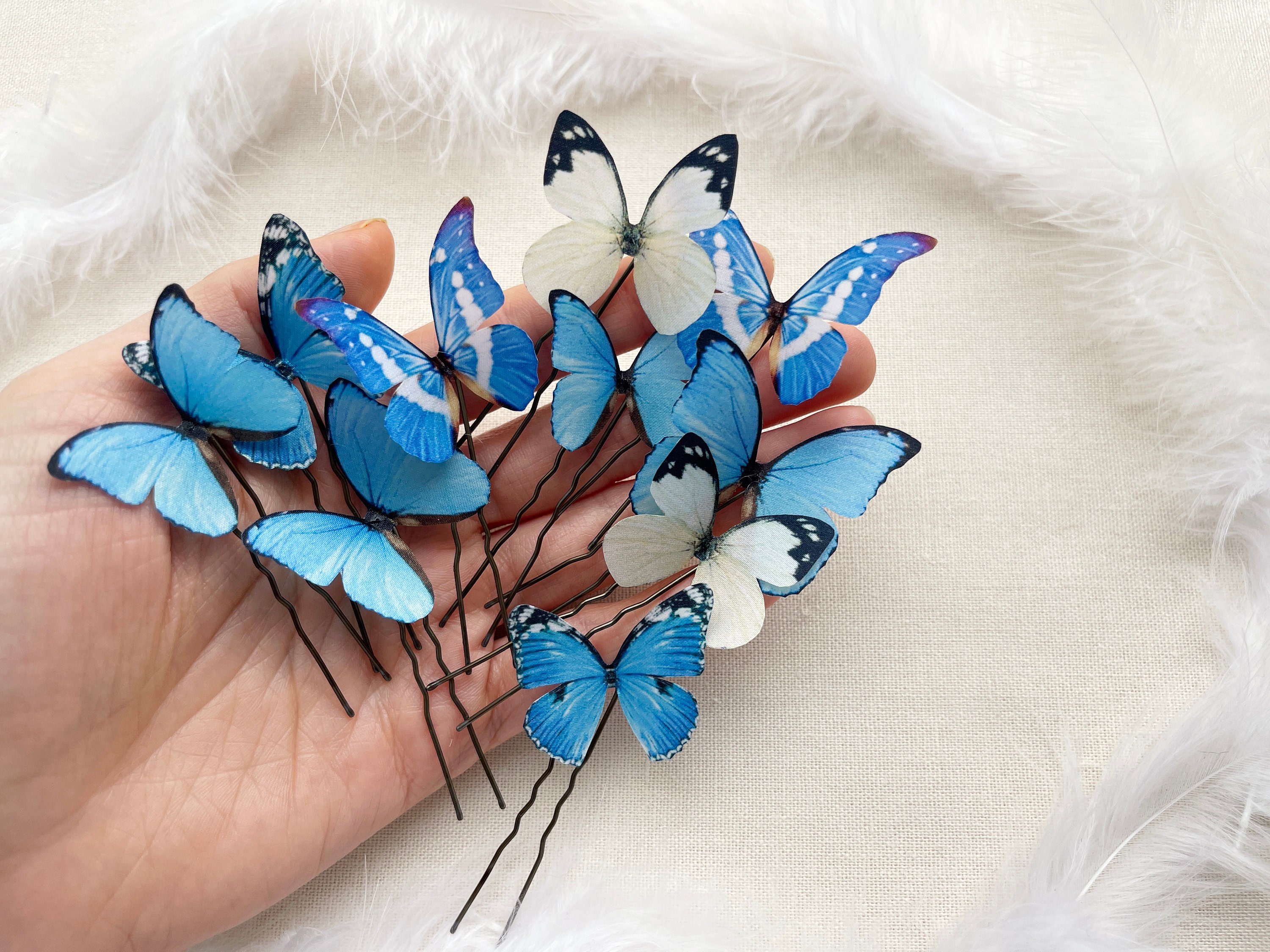 Custom Something Blue Set of 10 Butterfly Hairpins Something Etsy